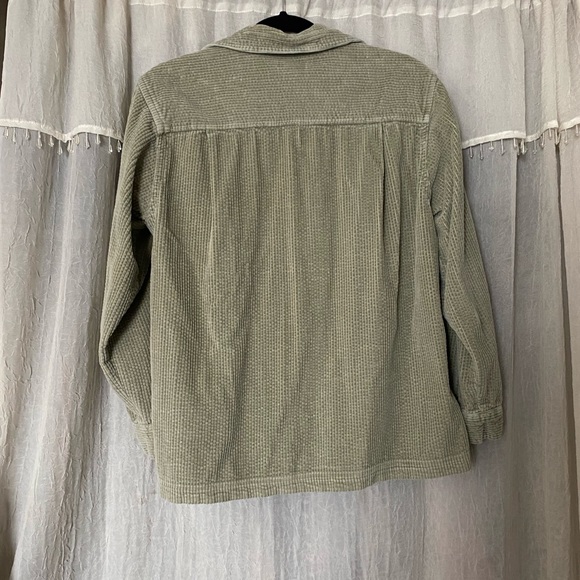 Olive Green Corduroy Button-Up Shirt - Picture 3 of 3
